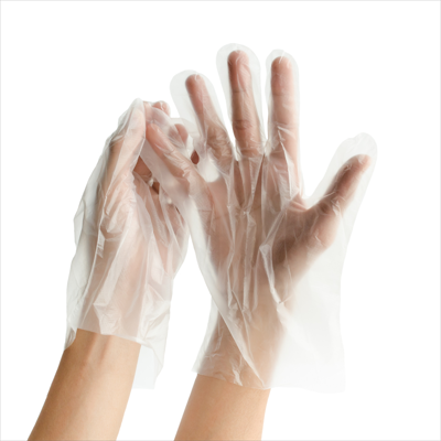 CLEAR PLASTIC GLOVES, LARGE, PRICED BOX OF 100