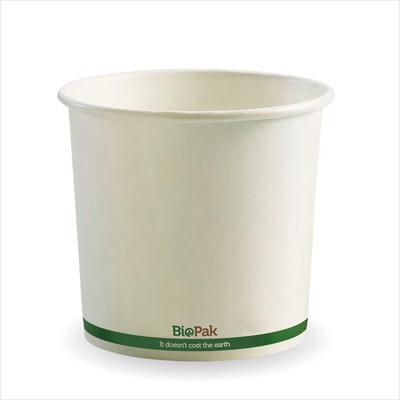 BIOPAK 24OZ PAPER SOUP BIOBOWLS (WHITE), 25PCX20 (500PC),COMPATIBLE LIDS: P008057/P008058/P009439