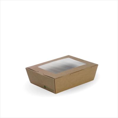 BIOBOARD LARGE PLA LINED PAPER KRAFT LUNCH BOX WITH WINDOW, 197X140X64MM, 4X50 (200PC)