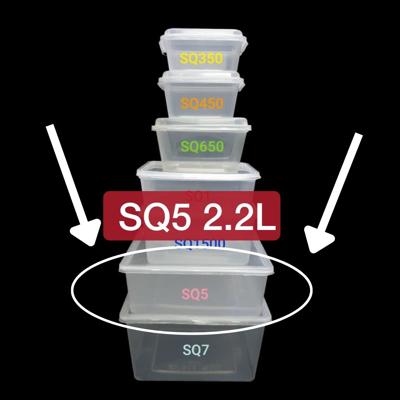 MS SQ5 SQUARE CONTAINER 2.2L, 180 PCS/CTN, LID SOLD SEPARATELY (P043726)