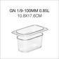 CAMBRO PC FOOD PAN GN 1/9-100MM 0.85L, 10.8X17.6CM, CLEAR